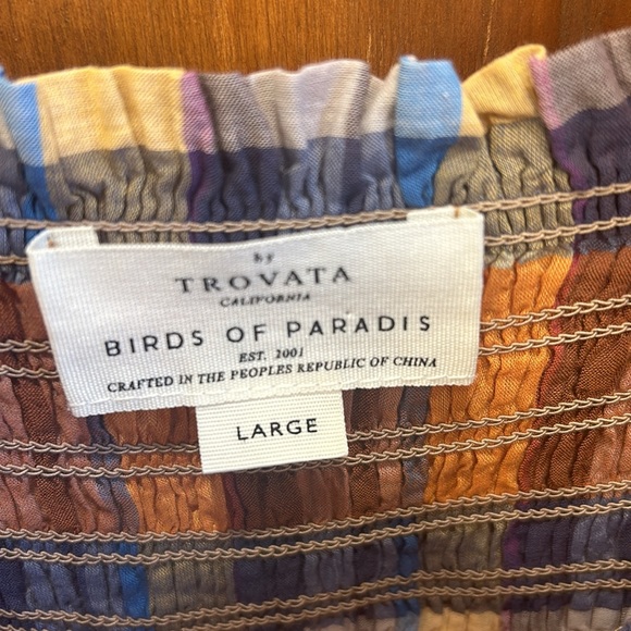 Trovata Birds of Paradis Dolores Plaid Smock Midi Dress Large L - Picture 7 of 12